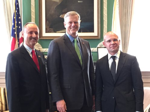 Der Gouverneur von Massachusetts, Charlie Baker, und der Basler Regierungsrat Baschi Dürr