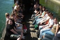 A group of students from Massachusetts on the Basel ferry.